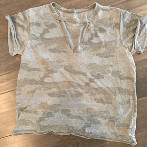 American Eagle Distressed Camo Top